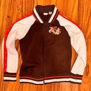 Vintage Brown and White Jacket with Red Accents